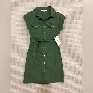 Adorable Blue Velvet NWT Military Dress, size small, olive green